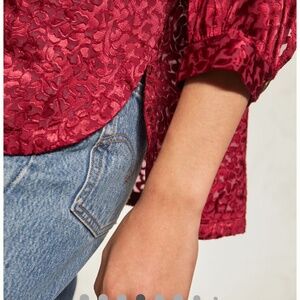 Anthropologie Susanna Burnout Velvet Buttondown in color Plum